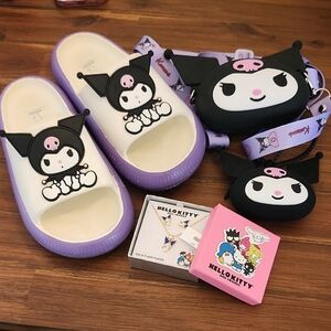 Sanrio Kuromi Kids Slippers - Purple and White